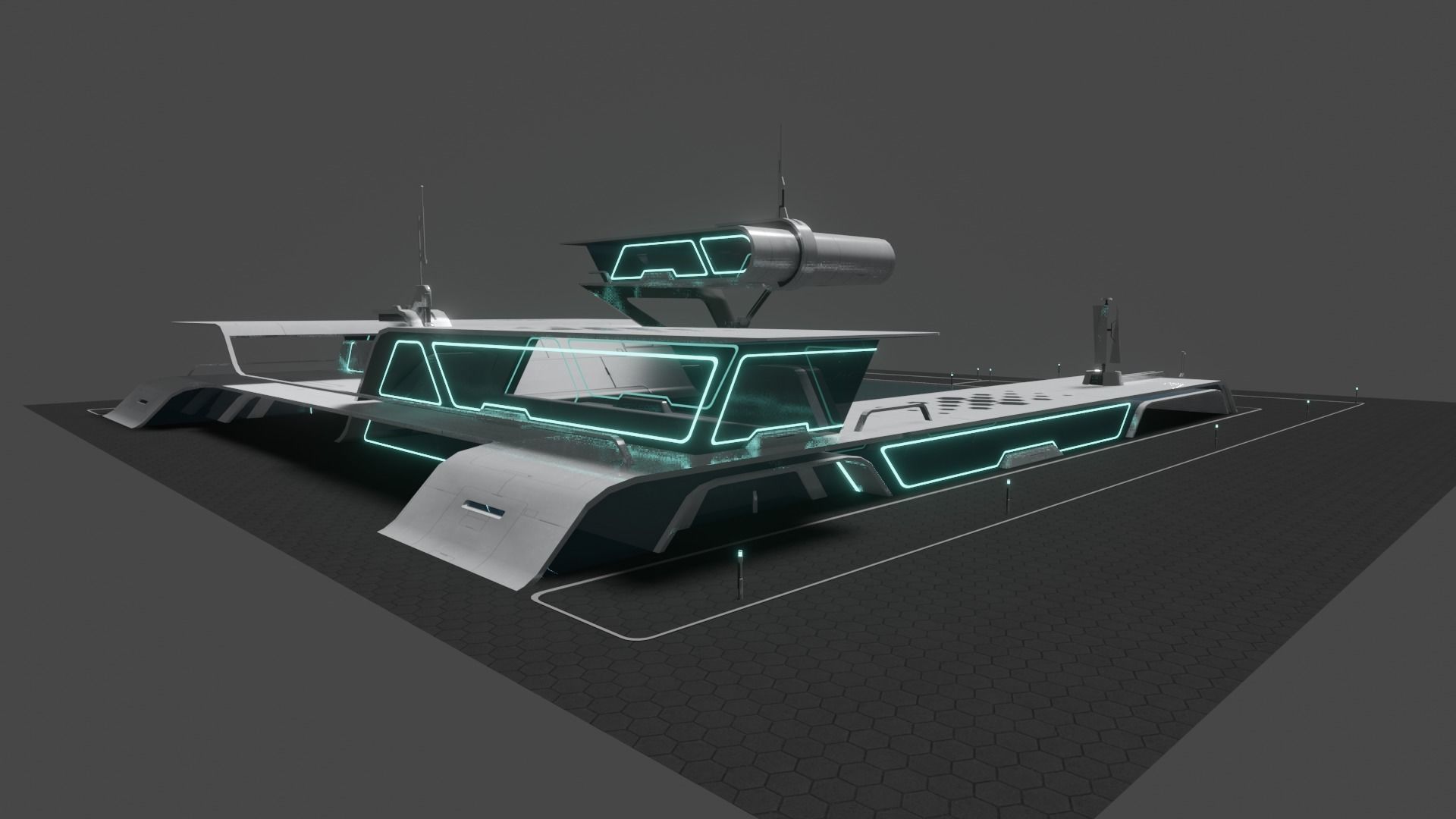 Sci-fi residence villa 3D model_7