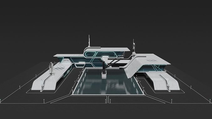 Sci-fi residence villa 3D model