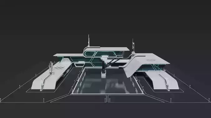 Sci-fi residence villa 3D model Sci-fi residence villa 3D model