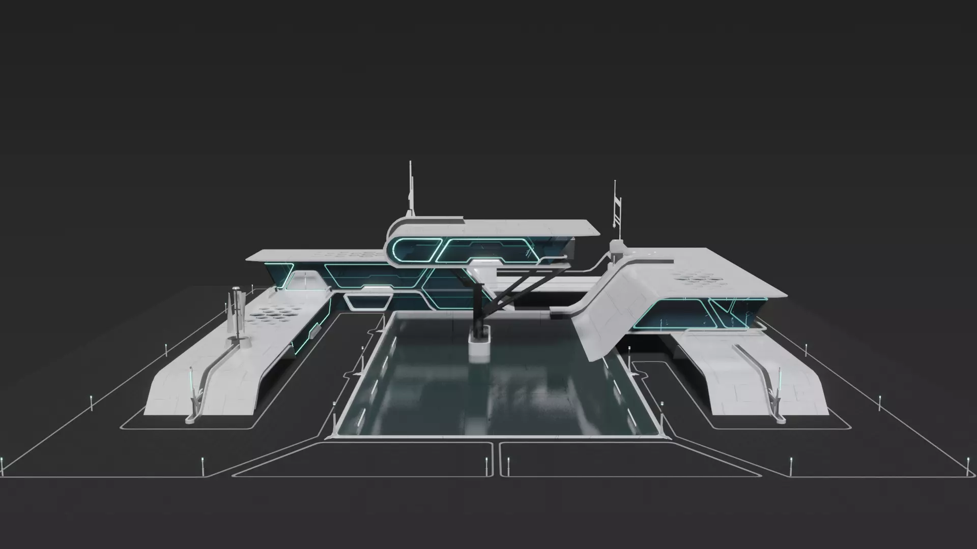 Sci-fi residence villa 3D model_0