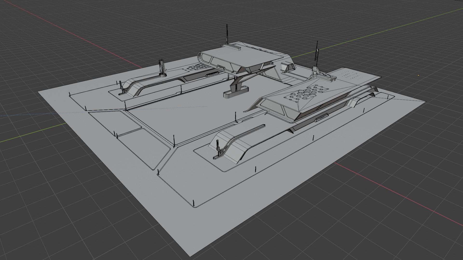 Sci-fi residence villa 3D model_9