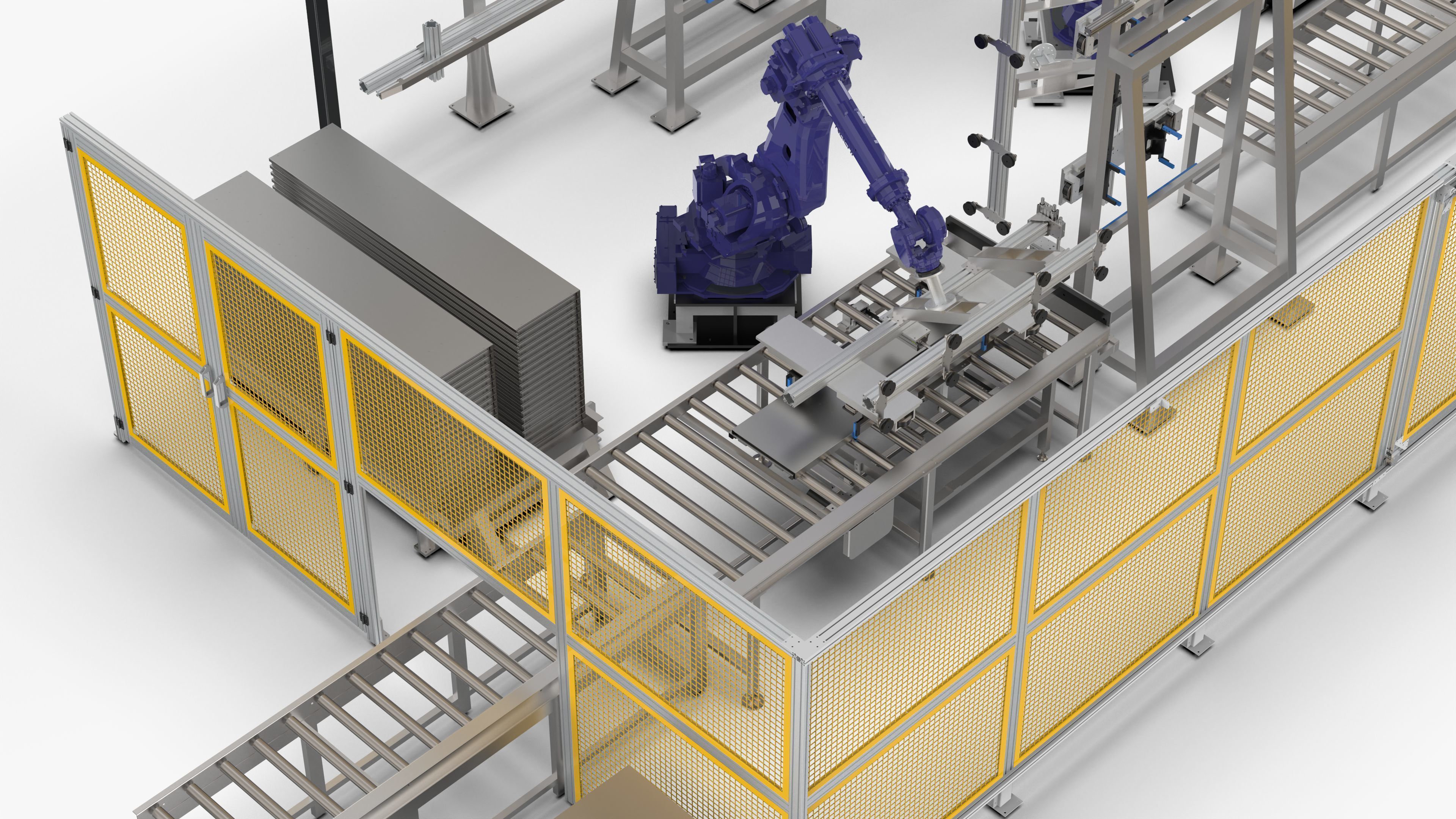 Automatic Loading and Unloading Robot Powder Spraying Line 3D model ...
