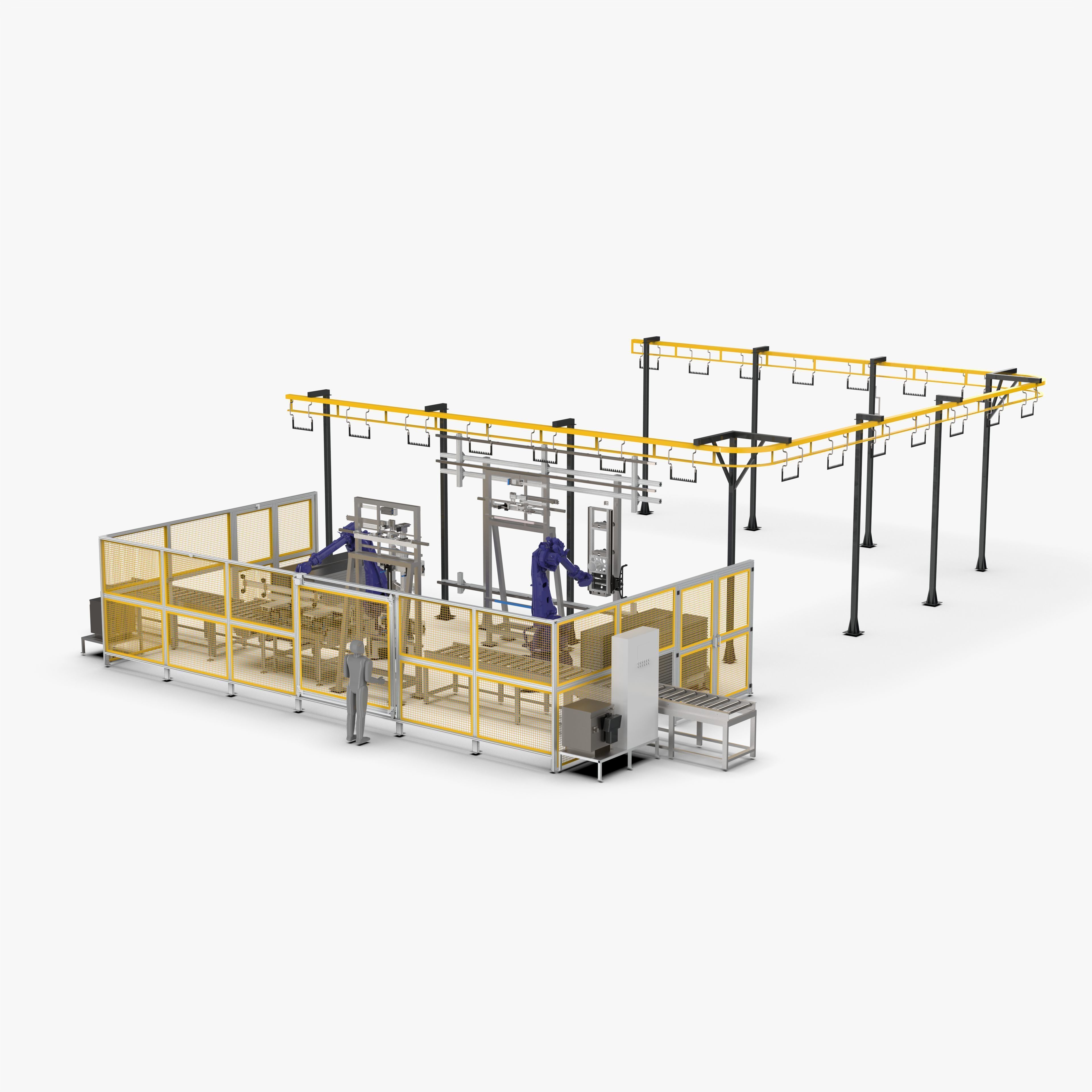 Automatic Loading and Unloading Robot Powder Spraying Line 3D model ...