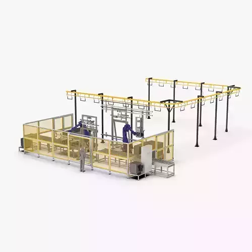 Automatic Loading and Unloading Robot Powder Spraying Line 3D model