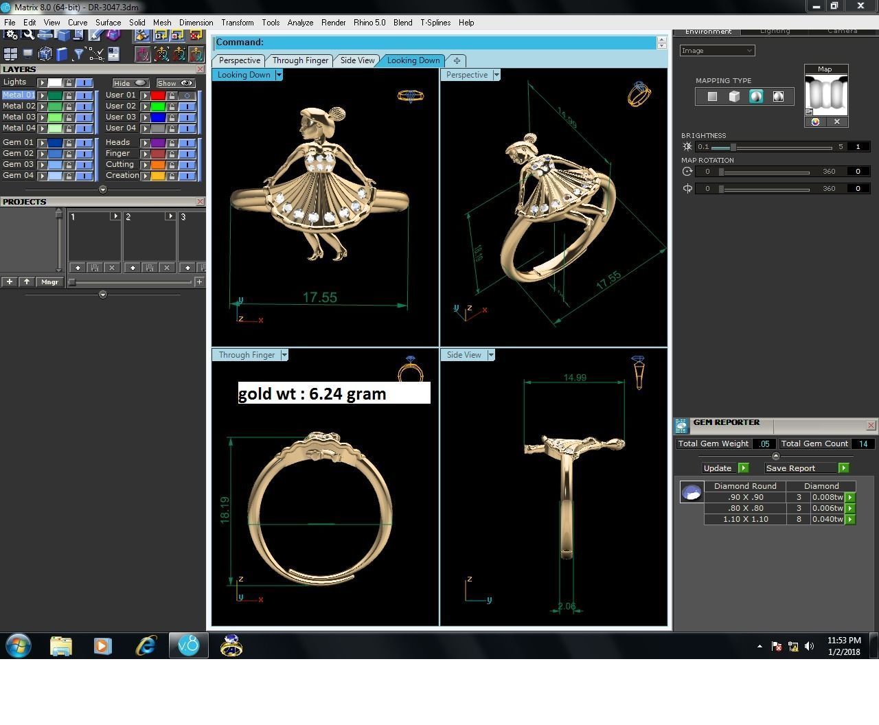 Women Diamond Ring 3dm render detail 3D print model_13