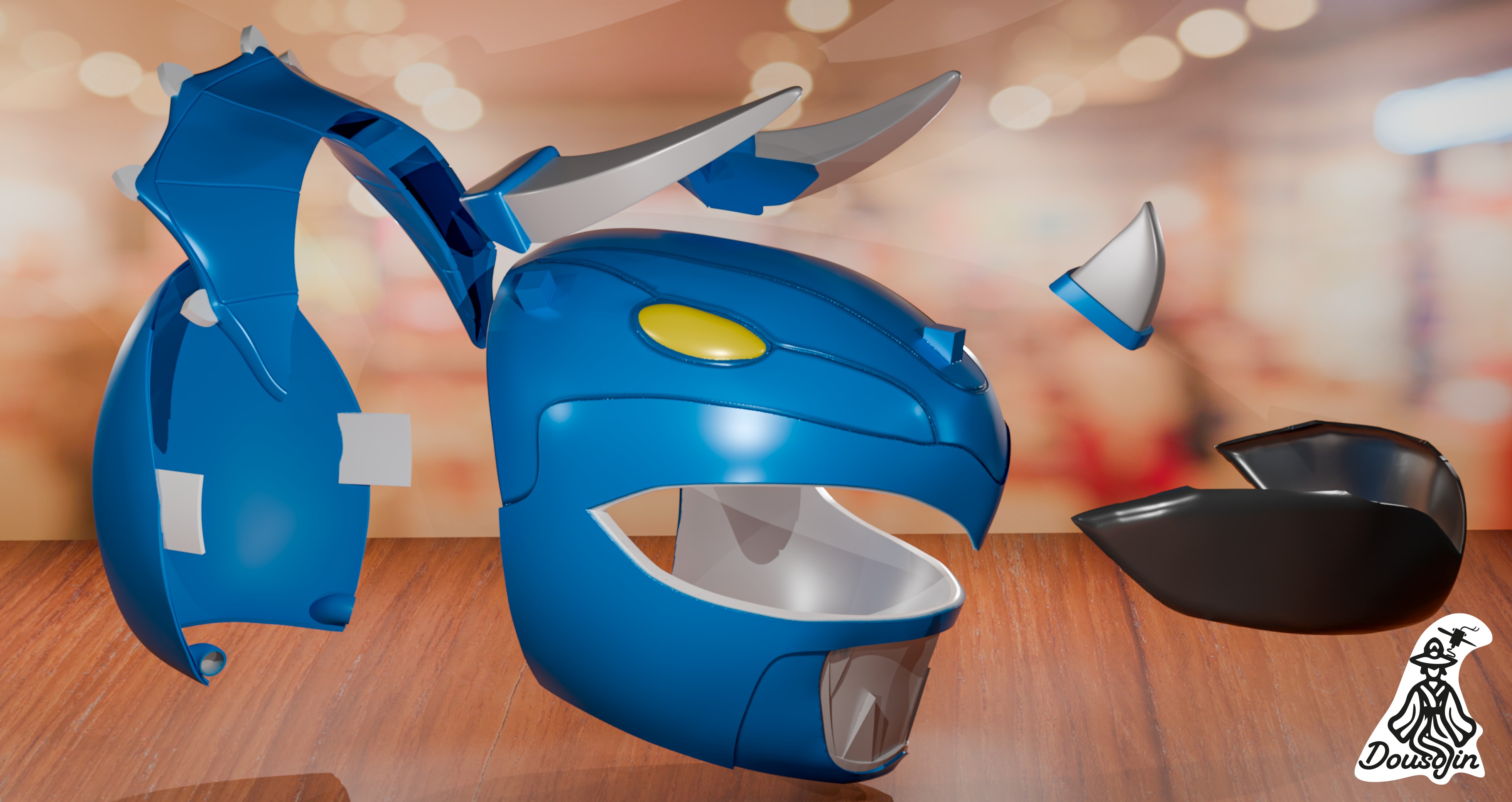 Blue Ranger Helmet Cosplay Triceratops 3D print model_2