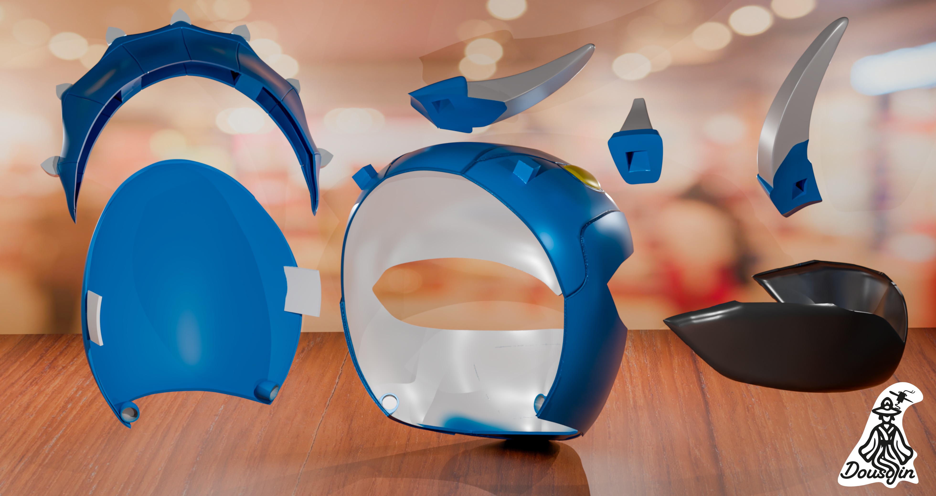 Blue Ranger Helmet Cosplay Triceratops 3D print model_4