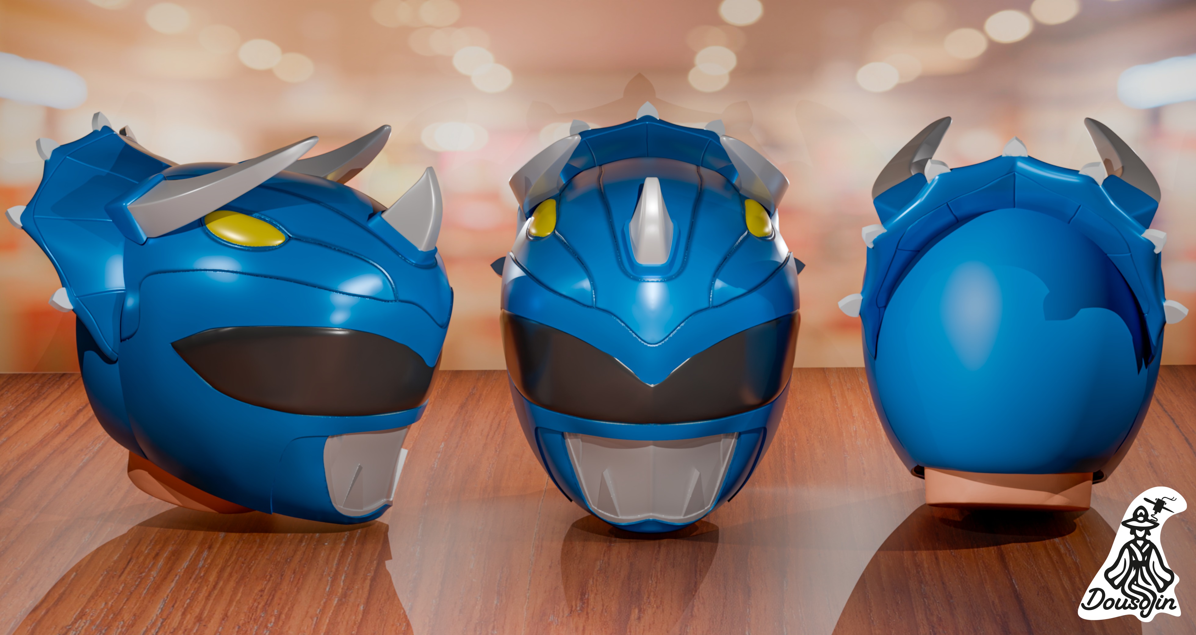 Blue Ranger Helmet Cosplay Triceratops 3D print model_1