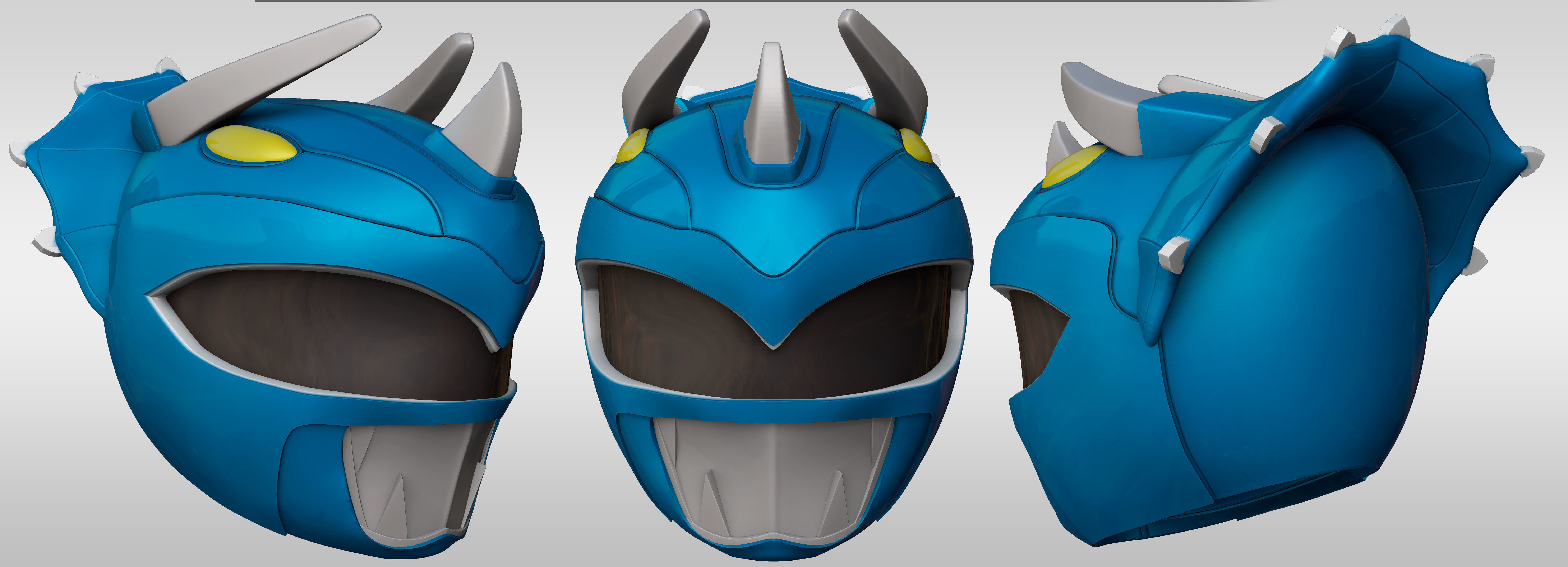 Blue Ranger Helmet Cosplay Triceratops 3D print model_5