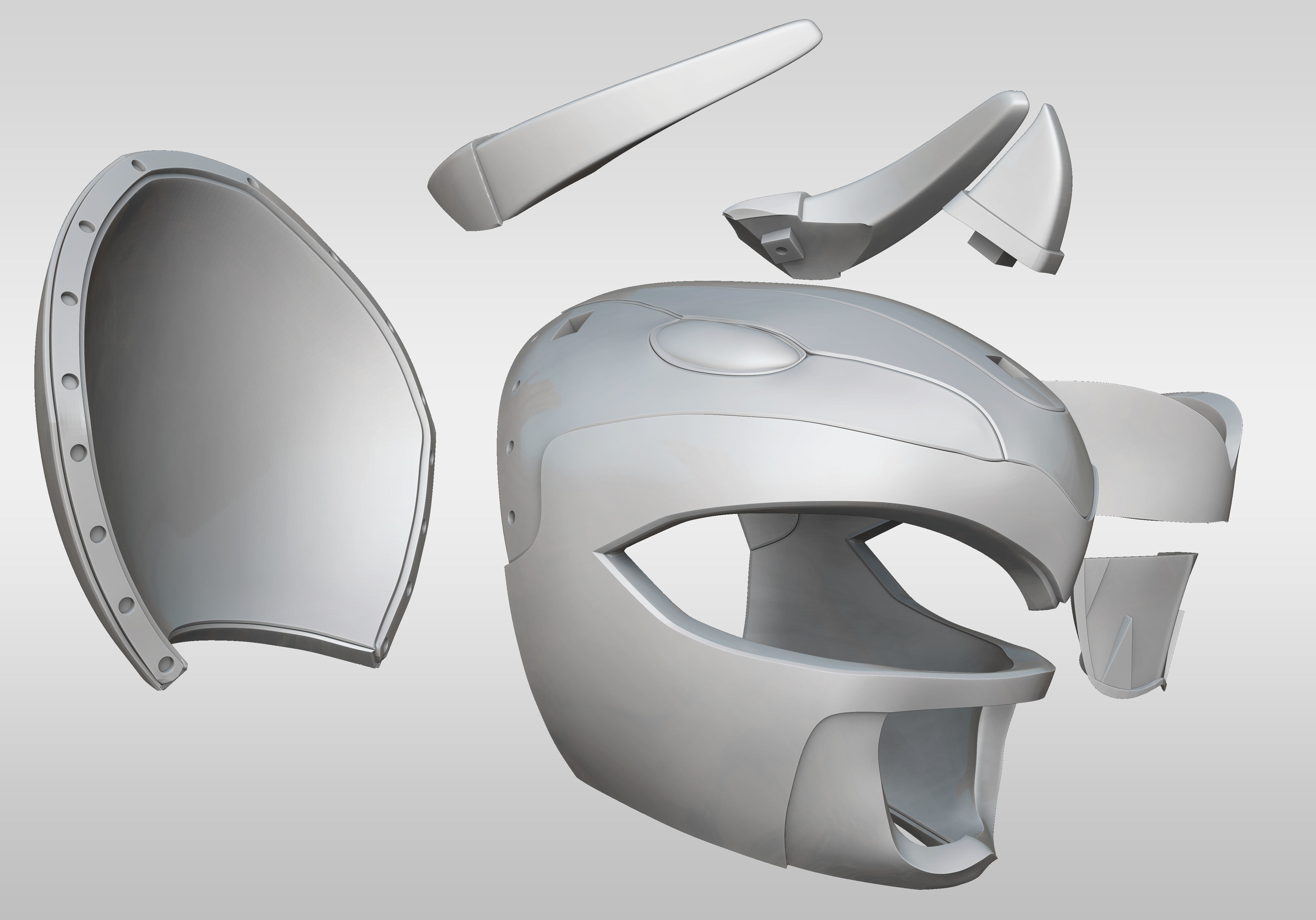 Blue Ranger Helmet Cosplay Triceratops 3D print model_12