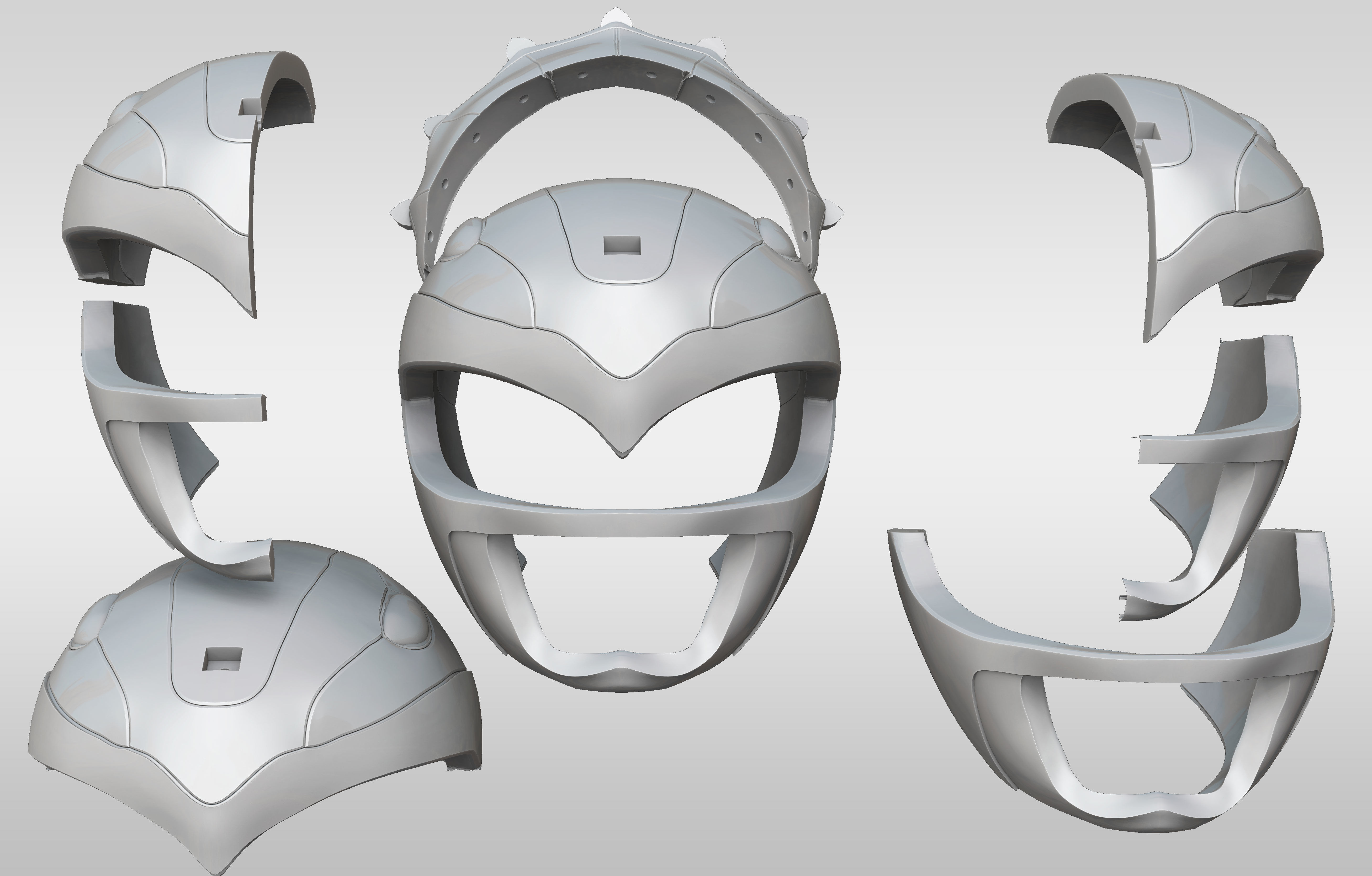 Blue Ranger Helmet Cosplay Triceratops 3D print model_11