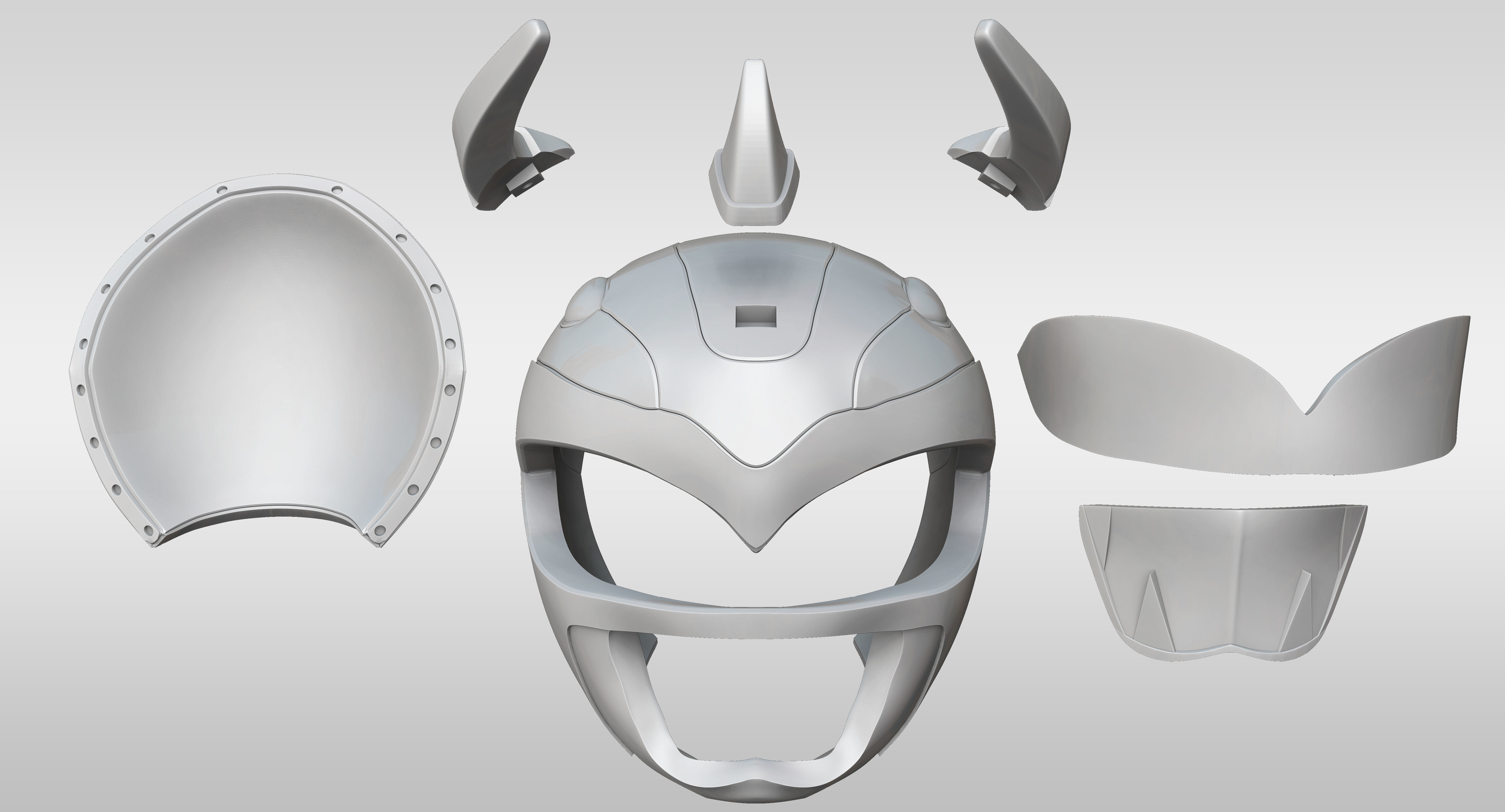 Blue Ranger Helmet Cosplay Triceratops 3D print model_7
