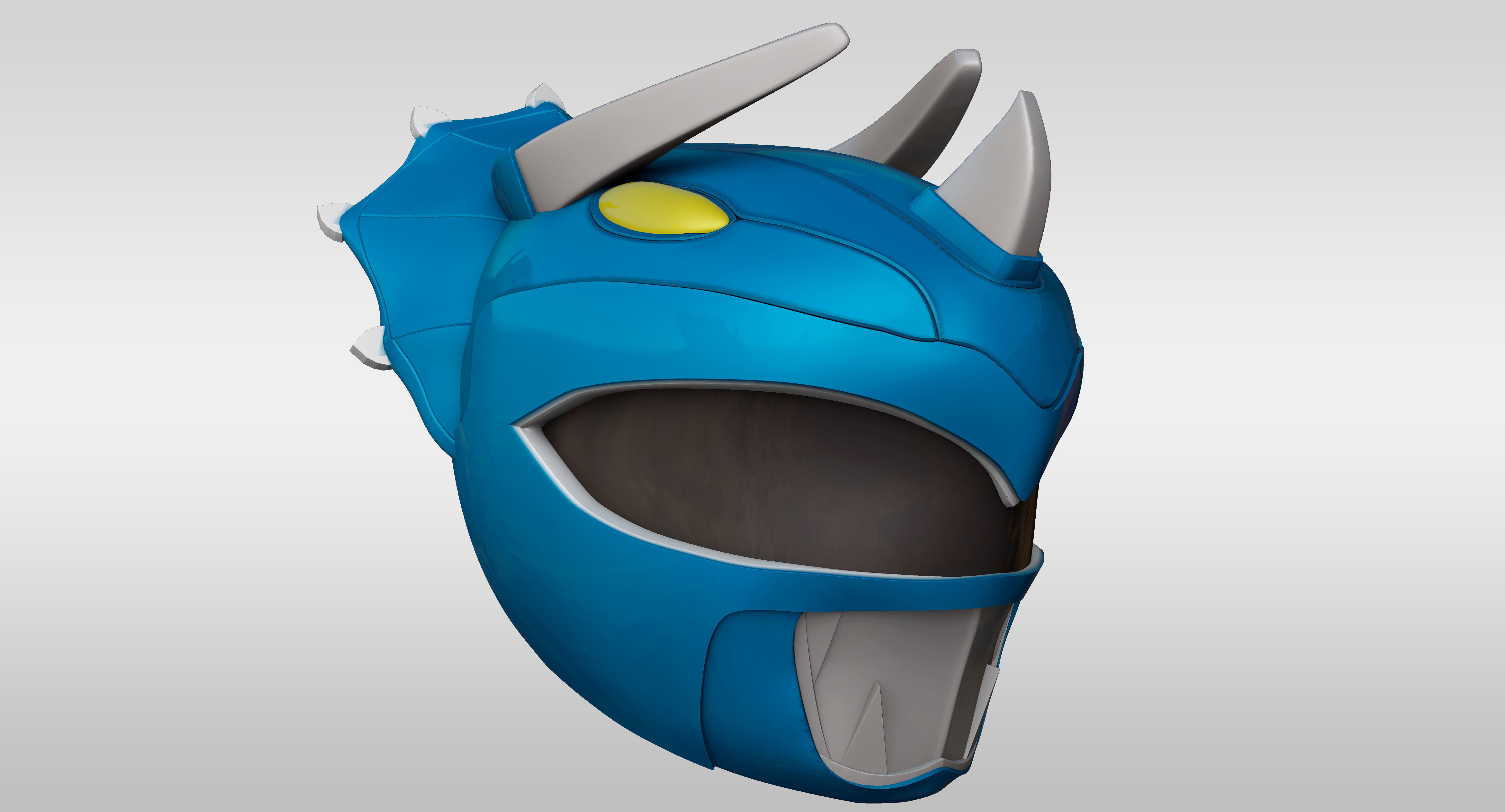 Blue Ranger Helmet Cosplay Triceratops 3D print model_3