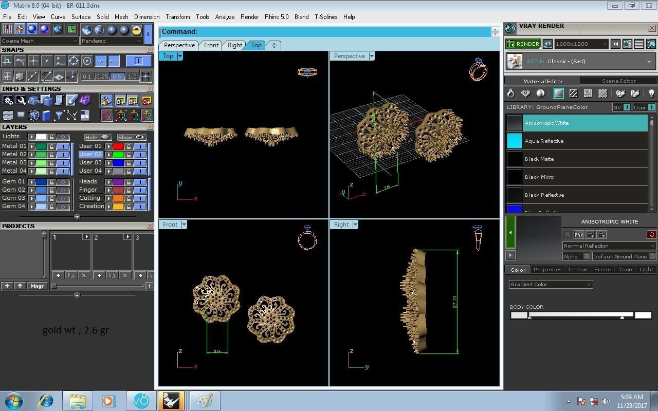 Diamond Studs Earrings 3dm render details 3D print model_9