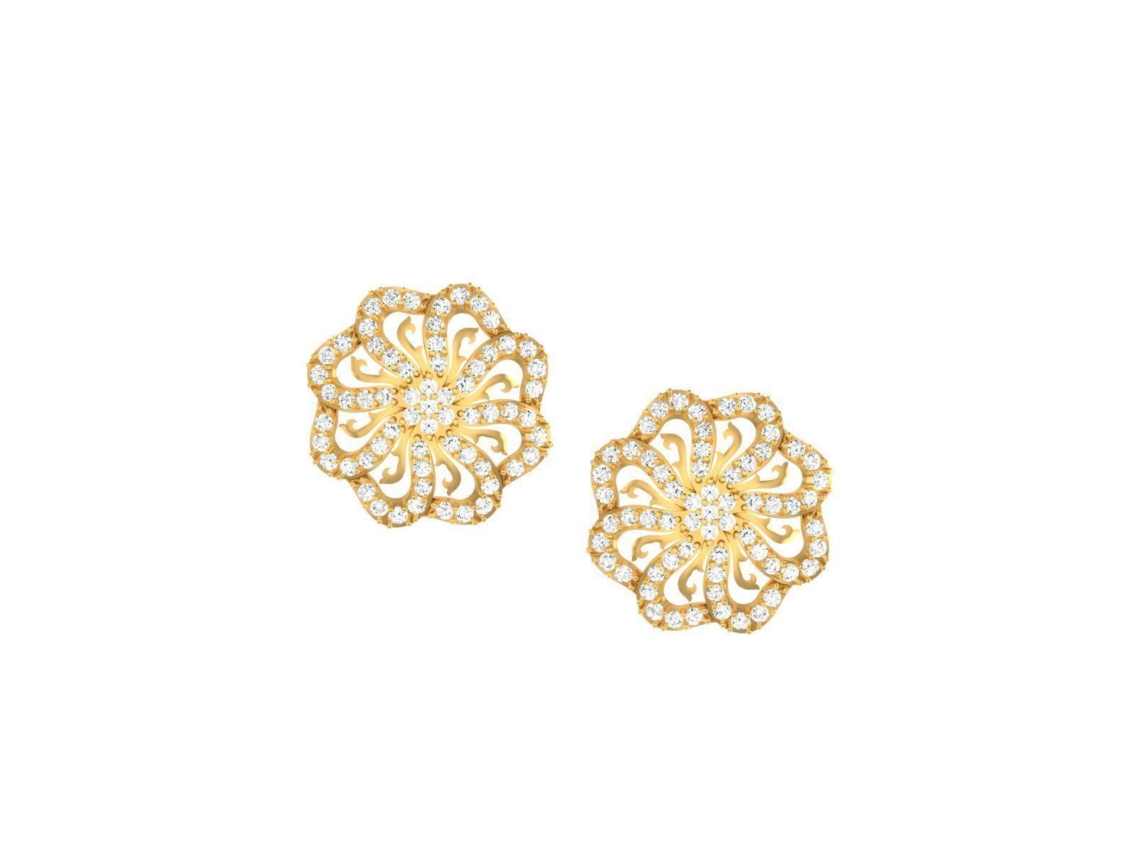 Diamond Studs Earrings 3dm render details 3D print model_4
