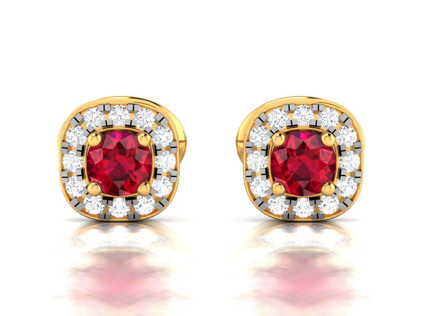 Diamond Studs Earrings 3dm render details 3D print model_4