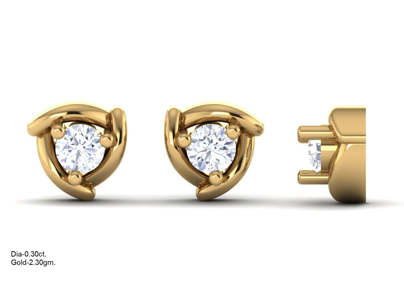 Diamond Studs Earrings 3dm render details 3D print model_9