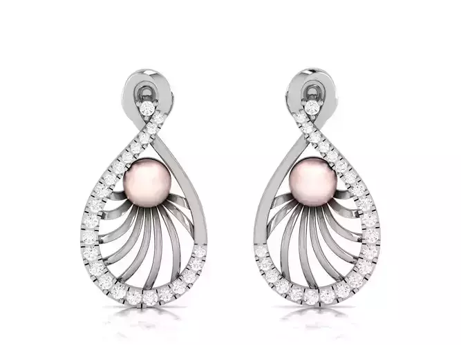 Diamond Studs Earrings 3dm render details