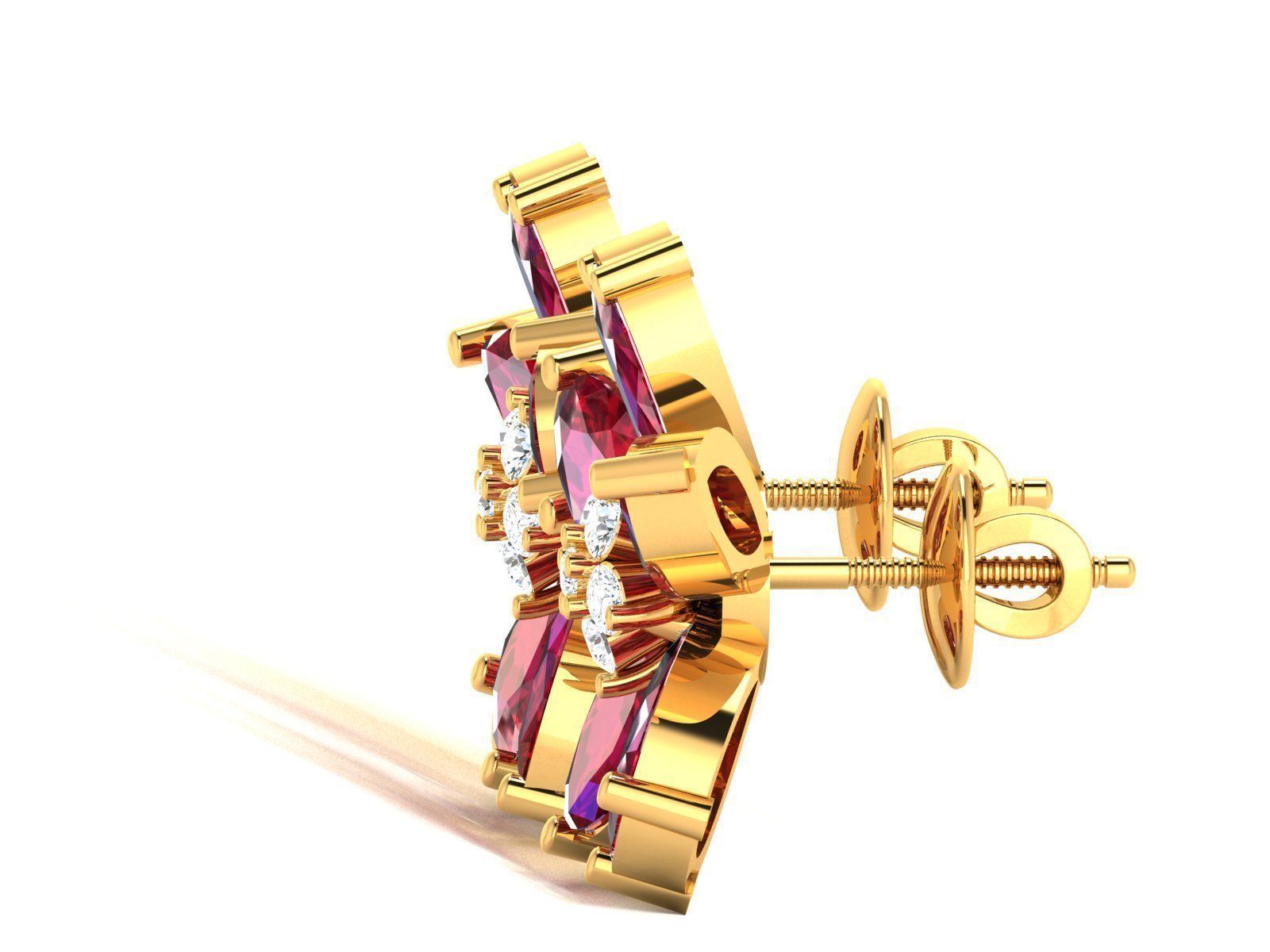 Diamond Studs Earrings 3dm render details 3D print model_3