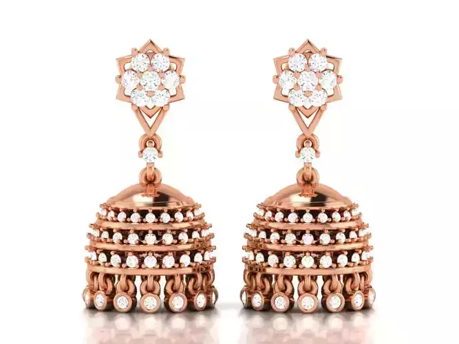 Diamond Drops Earrings 3dm render details