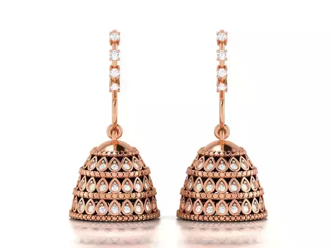 Diamond Hanging Earrings 3dm render details