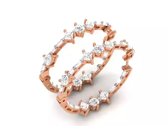 Diamond Hoops Earrings 3dm render details