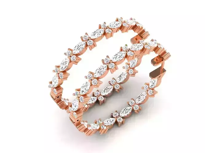 Diamond Hoops Earrings 3dm render details