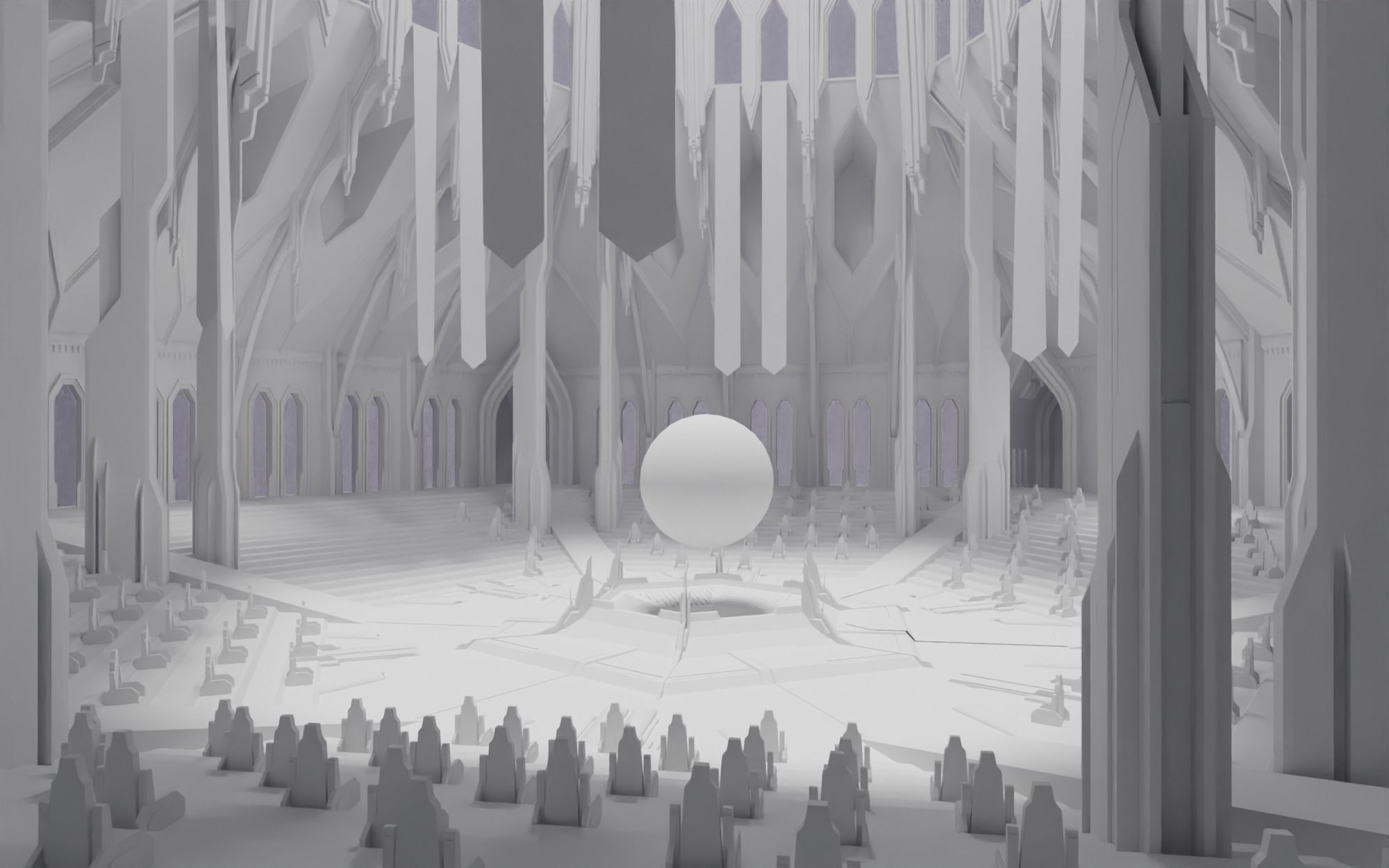 Sci-fi Congress Hall interior 3D model_6