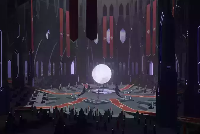 Sci-fi Congress Hall interior 3D model