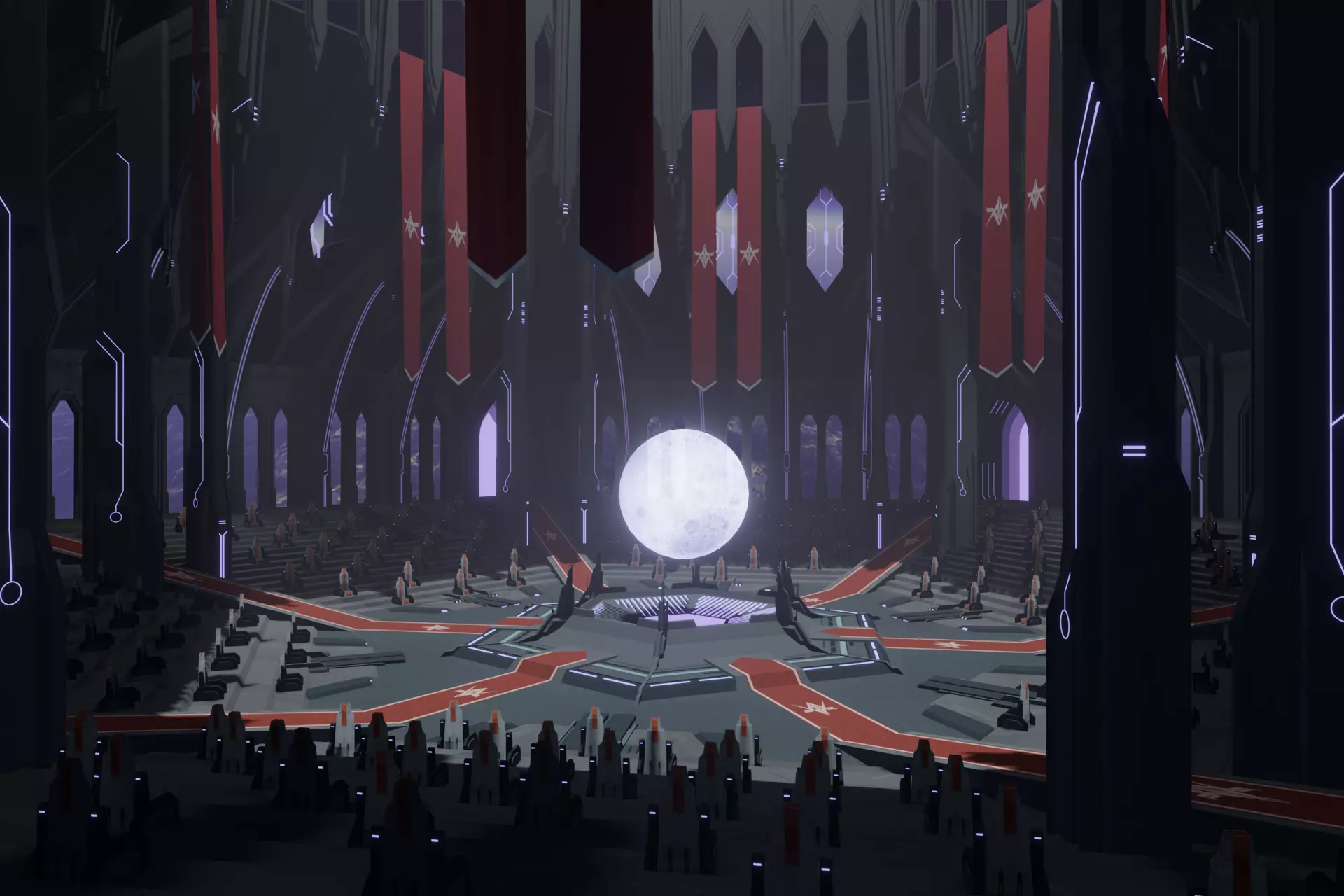 Sci-fi Congress Hall interior 3D model_0