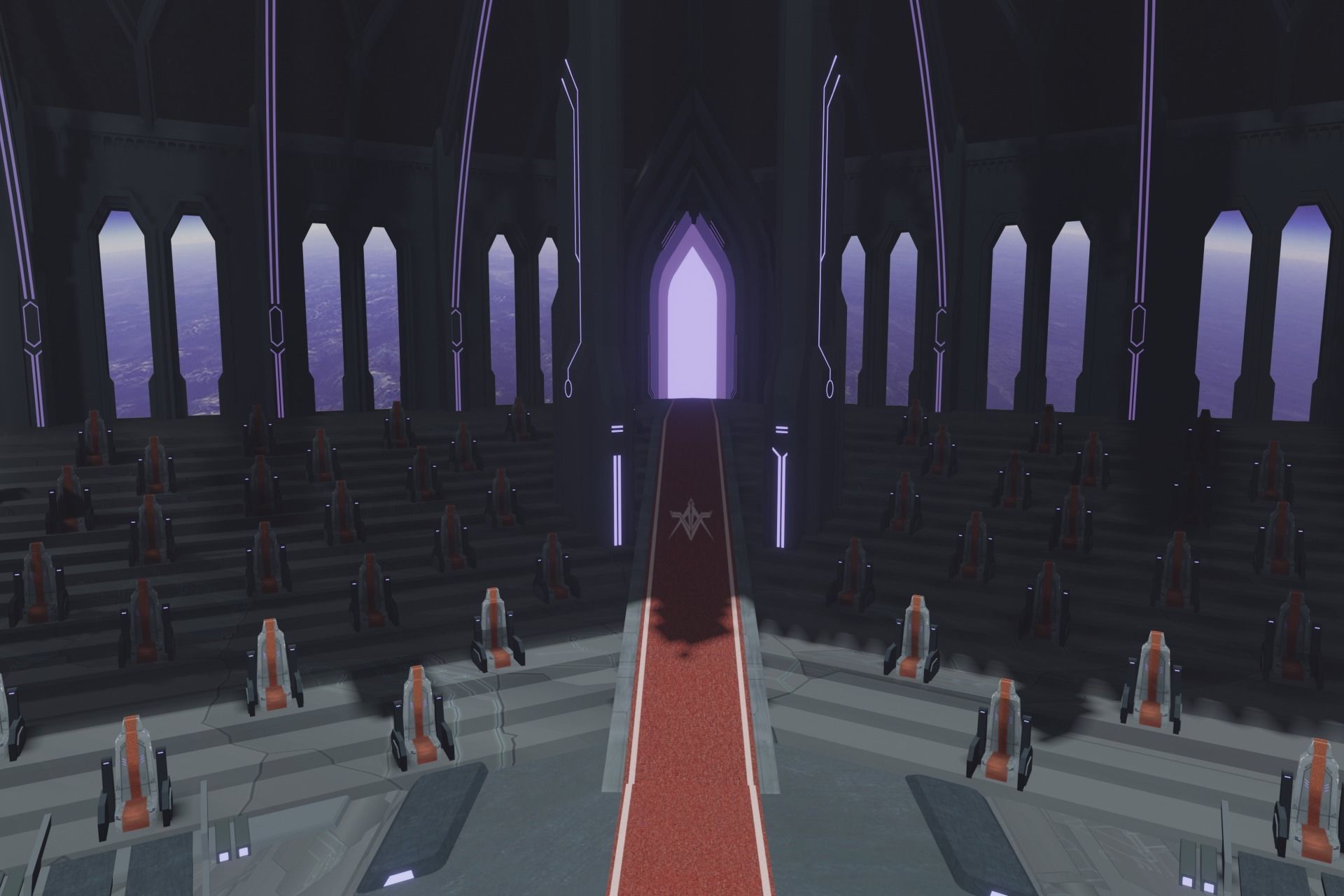 Sci-fi Congress Hall interior 3D model_4