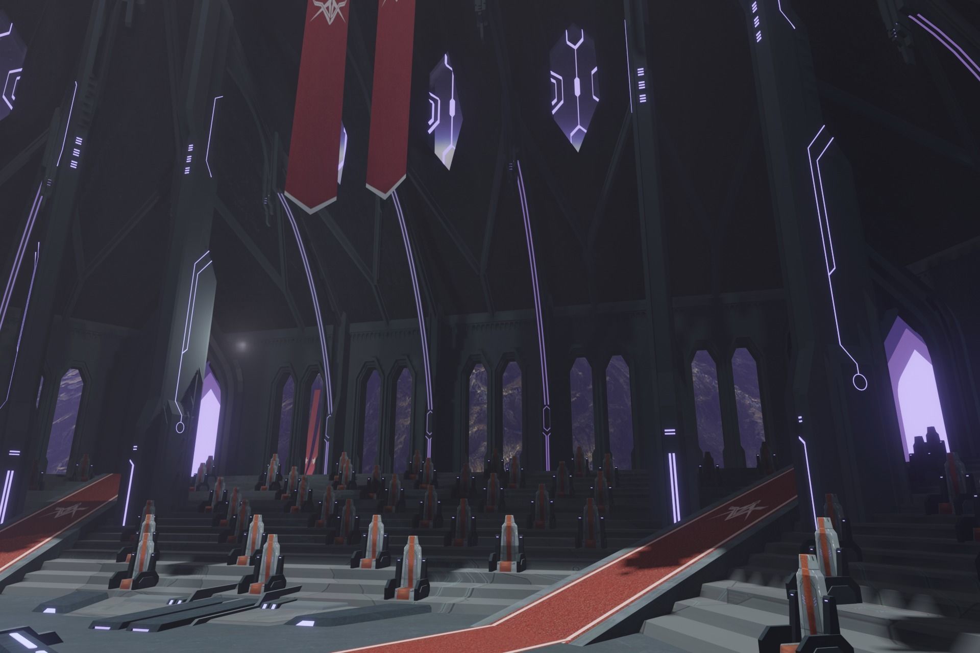 Sci-fi Congress Hall interior 3D model_3