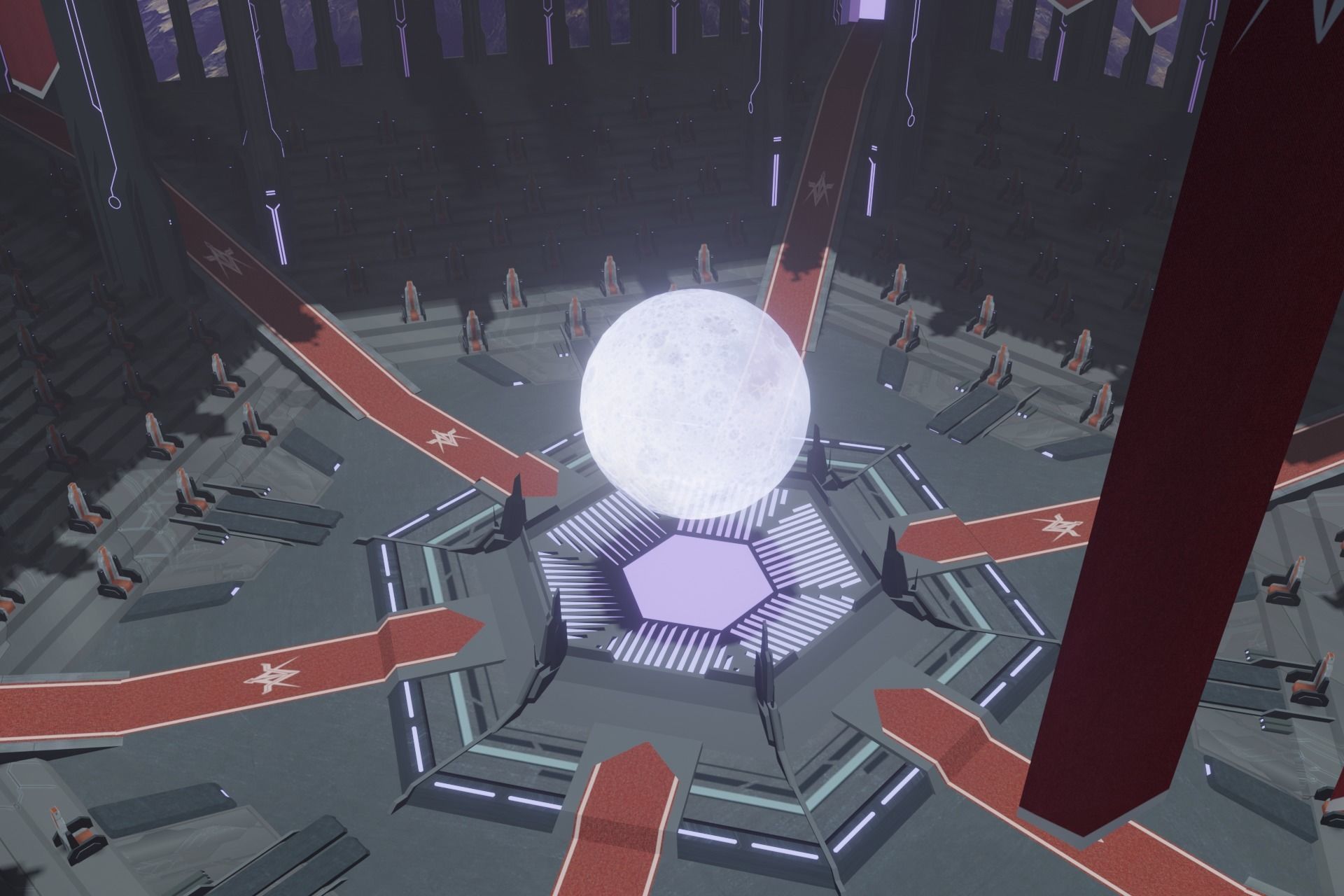 Sci-fi Congress Hall interior 3D model_1