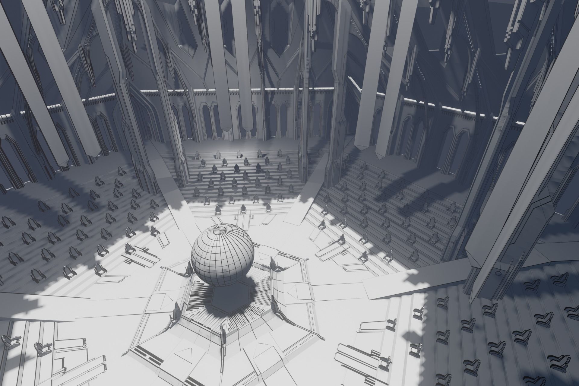 Sci-fi Congress Hall interior 3D model_7