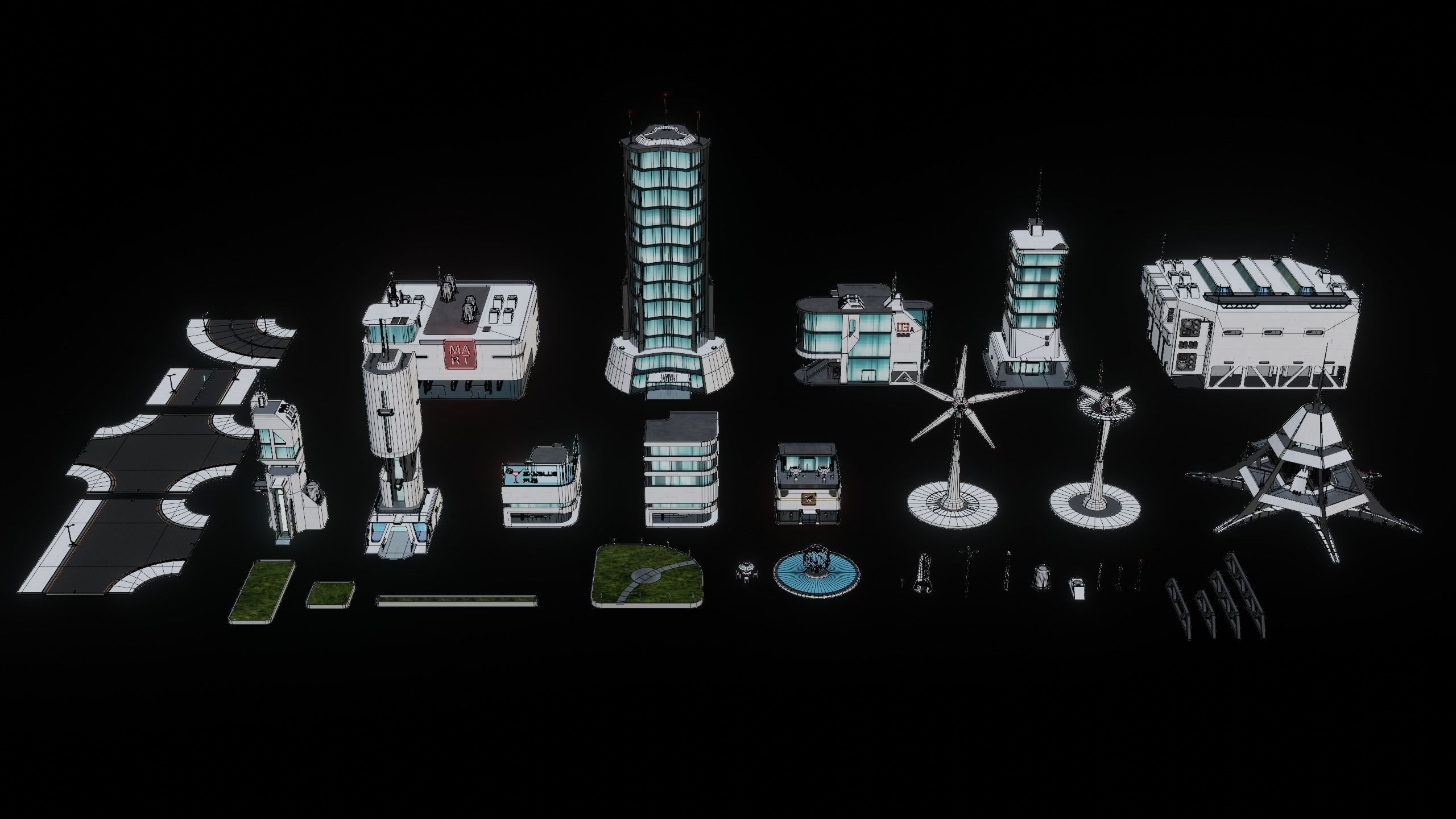 Sci-fi city assets Low-poly 3D model_9