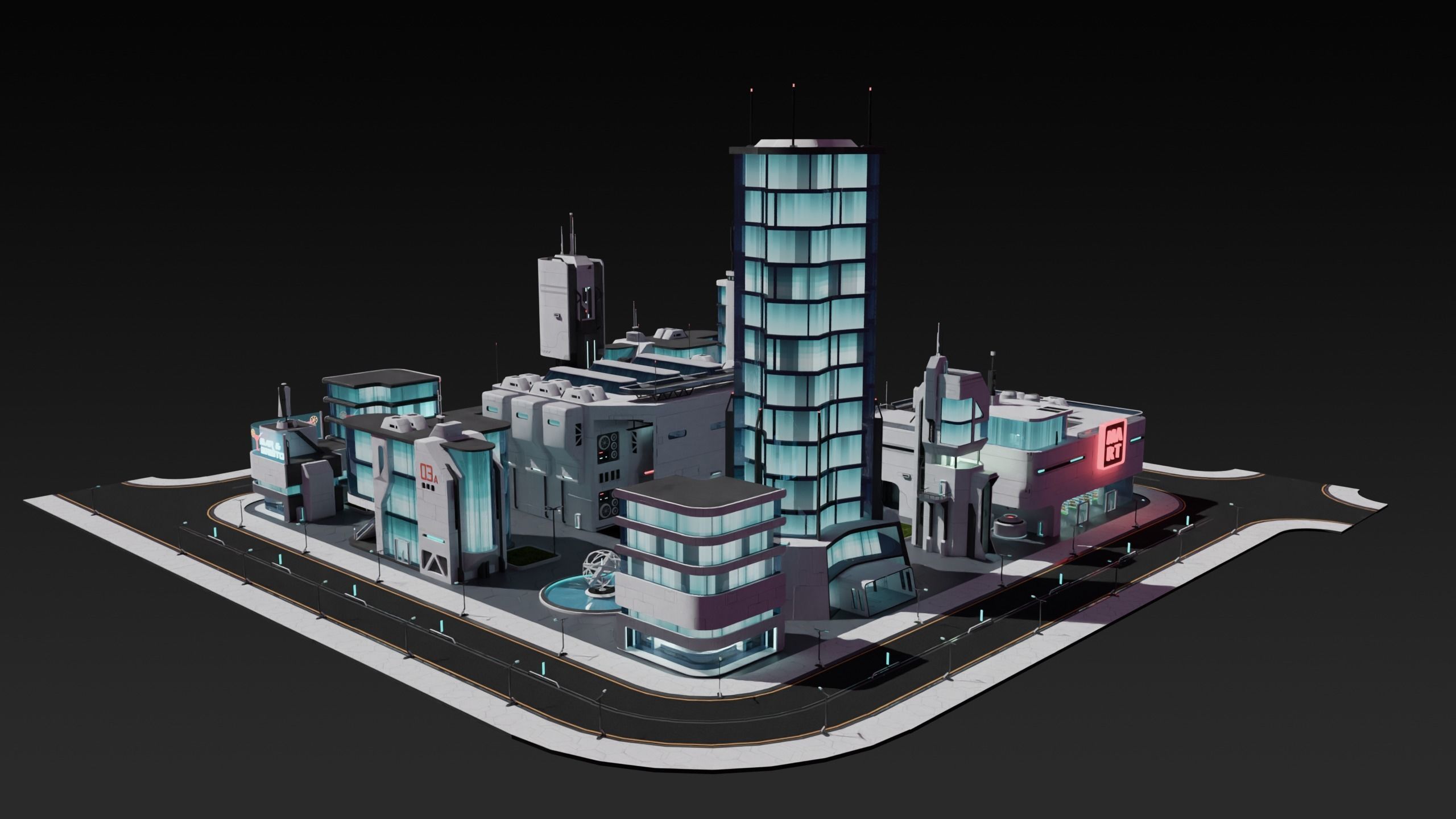 Sci-fi city assets Low-poly 3D model_7