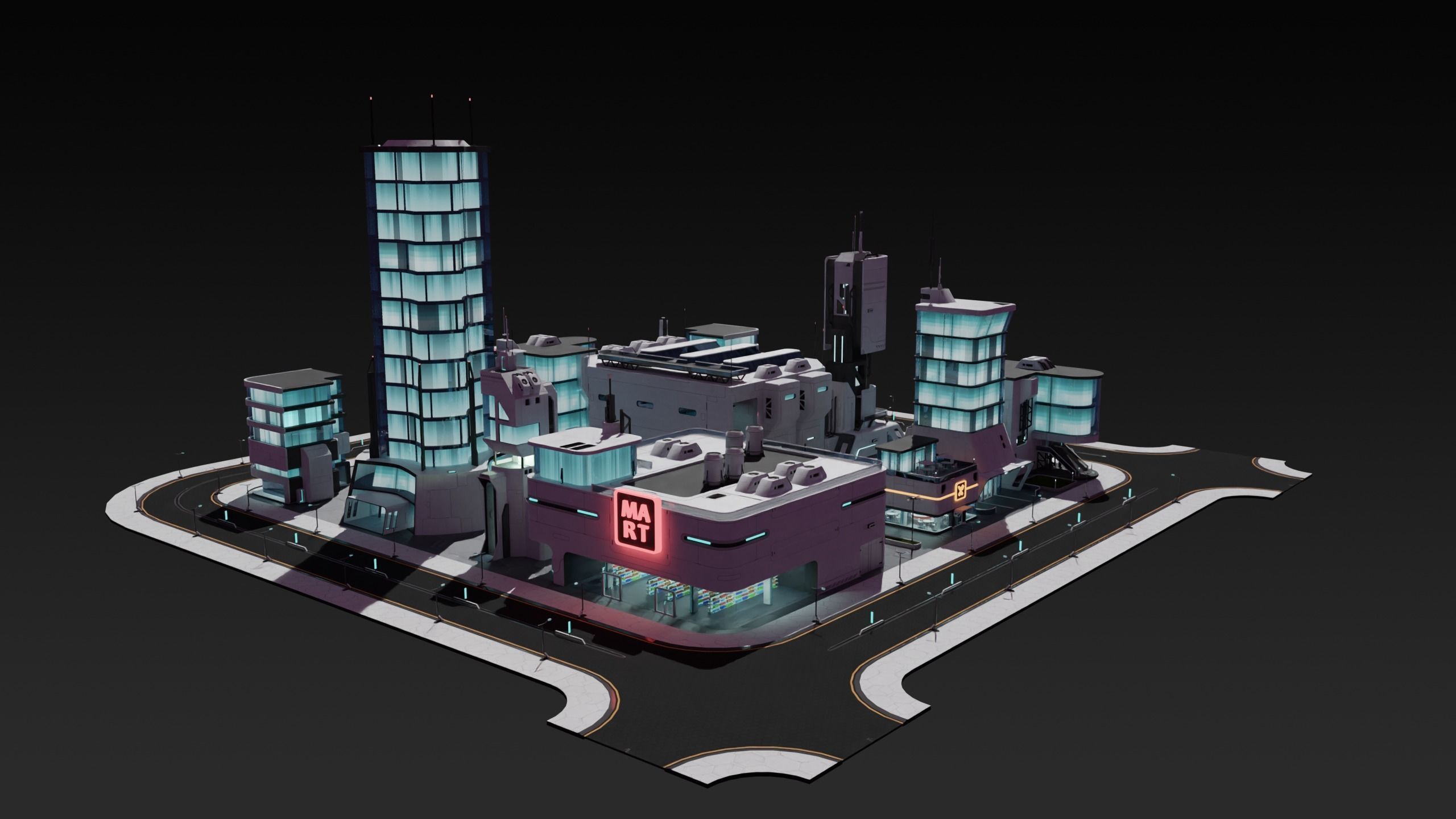 Sci-fi city assets Low-poly 3D model_6