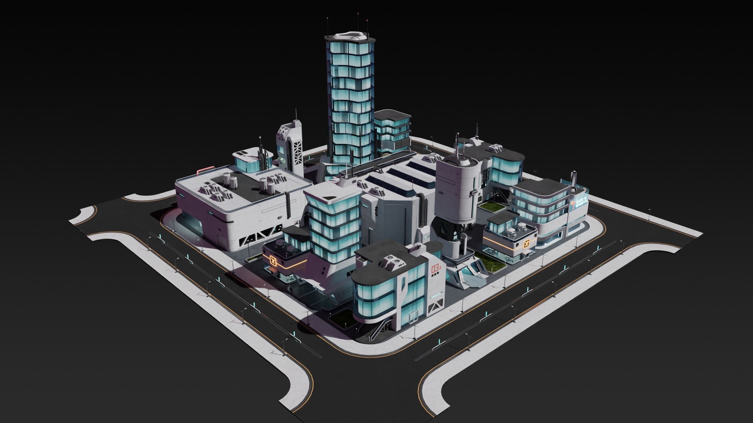 Sci-fi city assets Low-poly 3D model_5