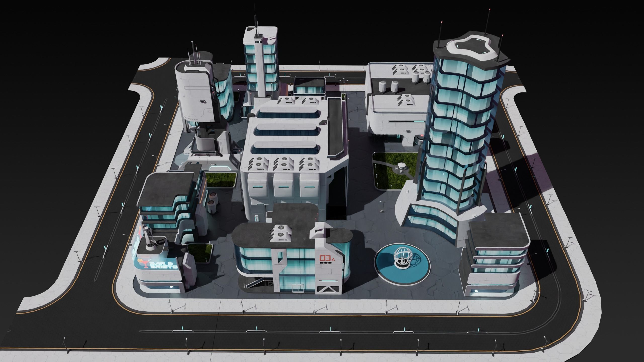 Sci-fi city assets Low-poly 3D model_8