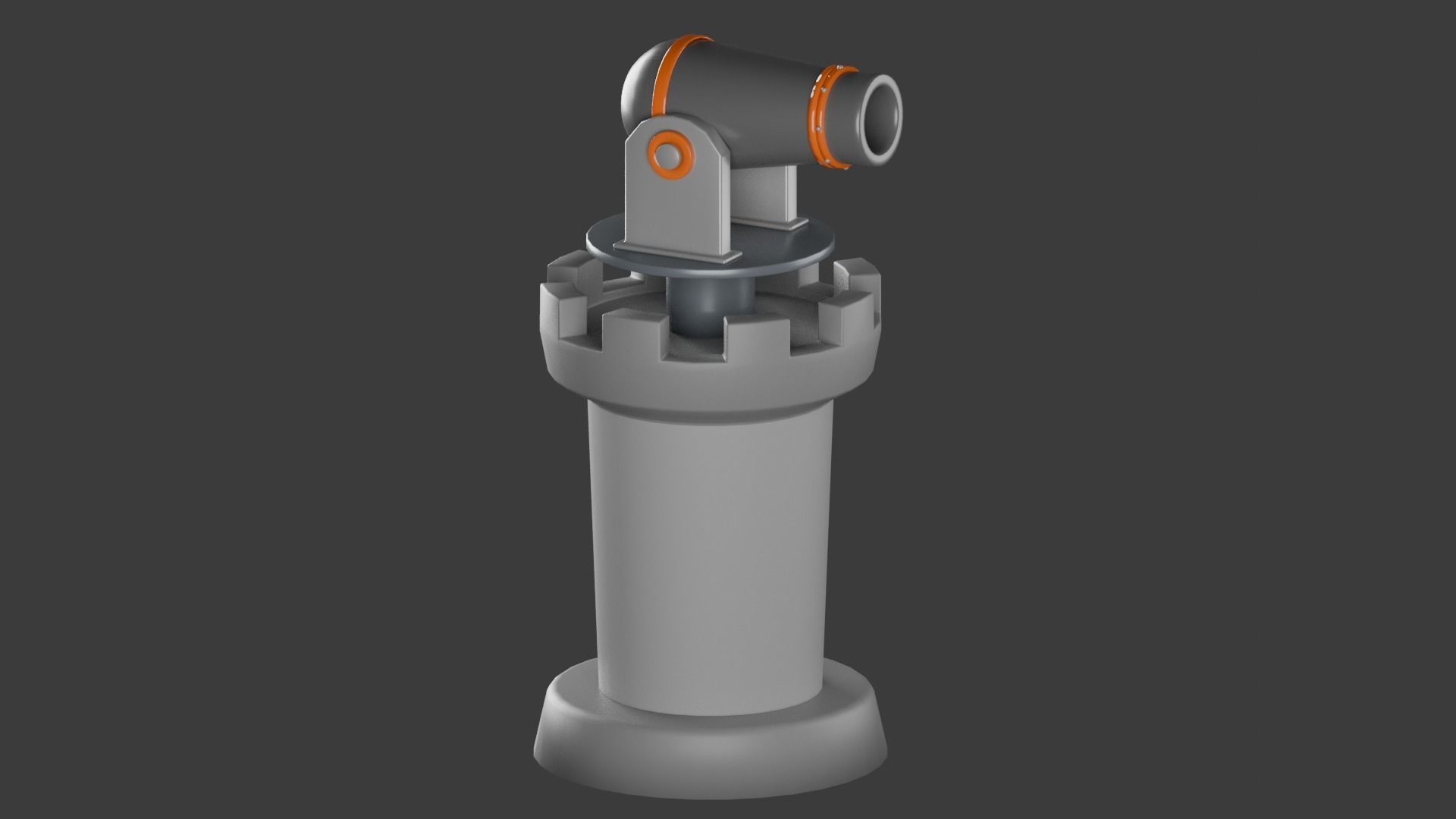 Cannon on Tower 3D 3D model_1