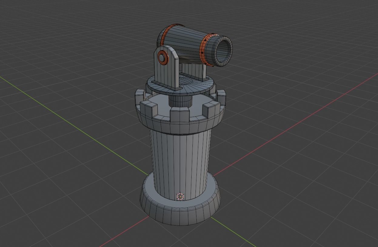 Cannon on Tower 3D 3D model_3