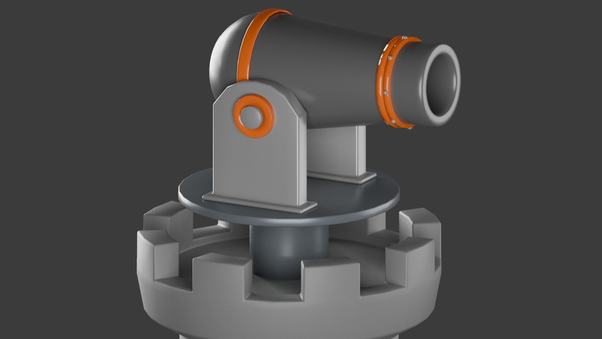 Cannon on Tower 3D 3D model_2