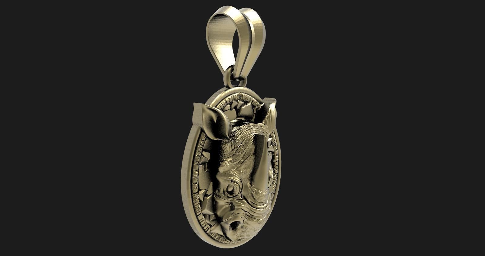 Rhinoceros Pendant  3D print model_3