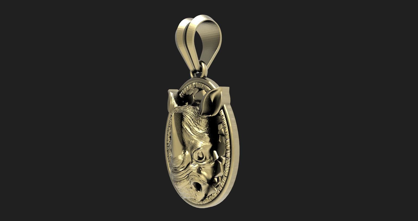 Rhinoceros Pendant  3D print model_1