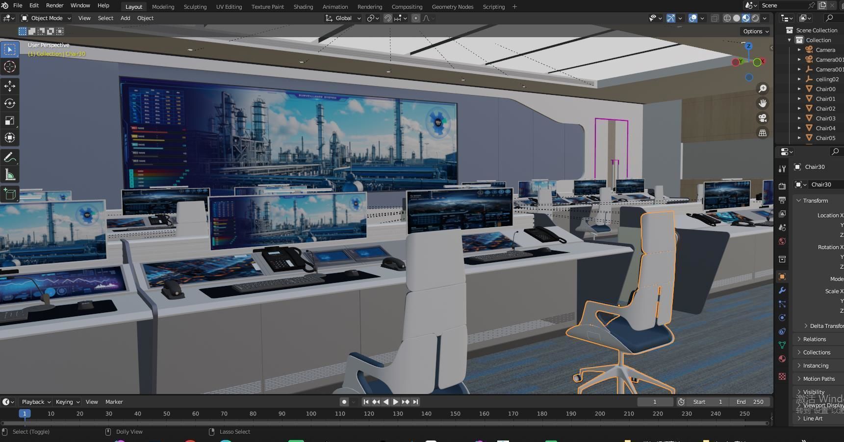 modern control room 3D model_9