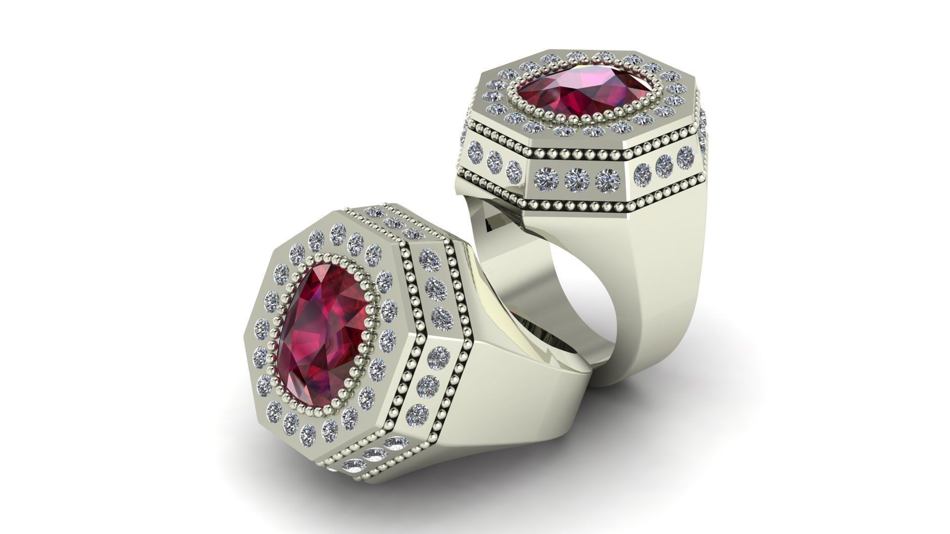 Octagonal Men Ring 3D print model_7