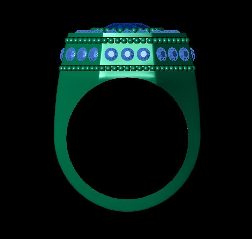 Octagonal Men Ring 3D print model_12