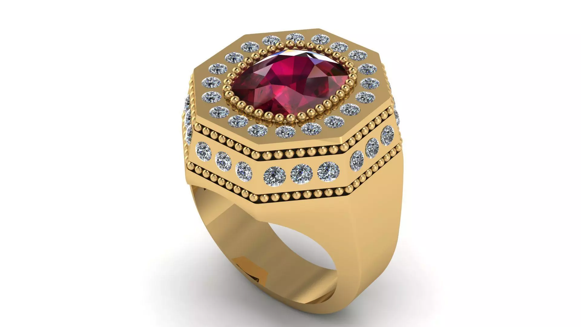 Octagonal Men Ring 3D print model_0