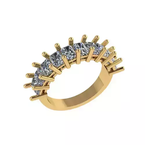 Emerald half eternity diamond ring