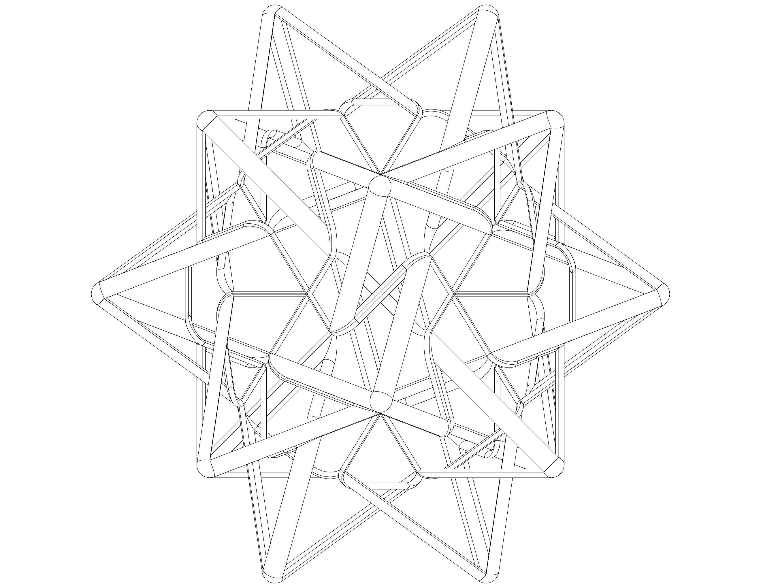 Wireframe Shape Compound of Five Tetrahedra 3D print model_30